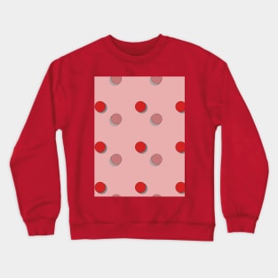 Red circles on a pink background, polka dot. Crewneck Sweatshirt